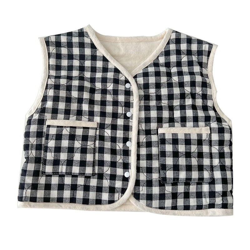 Baby Kid Unisex Color-blocking Checked Vests Waistcoats Wholesale 221104143