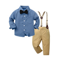 Load image into Gallery viewer, 2 Pieces Set Baby Kid Boys Birthday Party Bow Shirts And Solid Color Jumpsuits Wholesale 221104389
