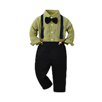 Load image into Gallery viewer, 2 Pieces Set Baby Kid Boys Polka dots Bow Print Shirts And Solid Color Jumpsuits Wholesale 221104470
