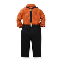 Load image into Gallery viewer, 2 Pieces Set Baby Kid Boys Polka dots Bow Print Shirts And Solid Color Jumpsuits Wholesale 221104470
