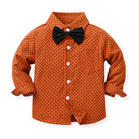 Load image into Gallery viewer, 2 Pieces Set Baby Kid Boys Polka dots Bow Print Shirts And Solid Color Jumpsuits Wholesale 221104470

