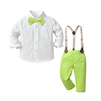 Load image into Gallery viewer, 2 Pieces Set Baby Kid Boys Birthday Party Bow Shirts And Solid Color Jumpsuits Wholesale 221104476

