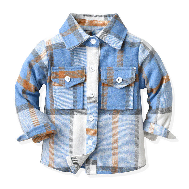 Baby Kid Unisex Color-blocking Checked Shirts Wholesale 221104477