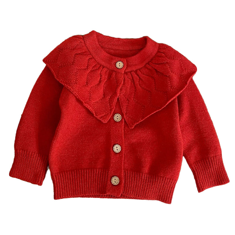 Baby Girls Solid Color Crochet Cardigan Wholesale 221104488