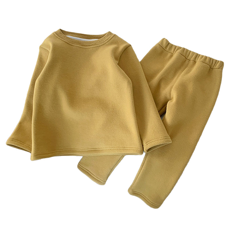 2 Pieces Set Baby Kid Unisex Solid Color Tops And Pants Sleepwears Wholesale 221104536