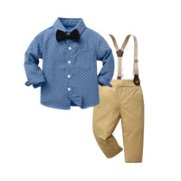 Load image into Gallery viewer, 2 Pieces Set Baby Kid Boys Polka dots Bow Print Shirts And Solid Color Jumpsuits Wholesale 221104564
