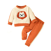 Load image into Gallery viewer, 2 Pieces Set Baby Kid Unisex Cartoon Print Hoodies Swearshirts And Striped Pants Wholesale 221104568
