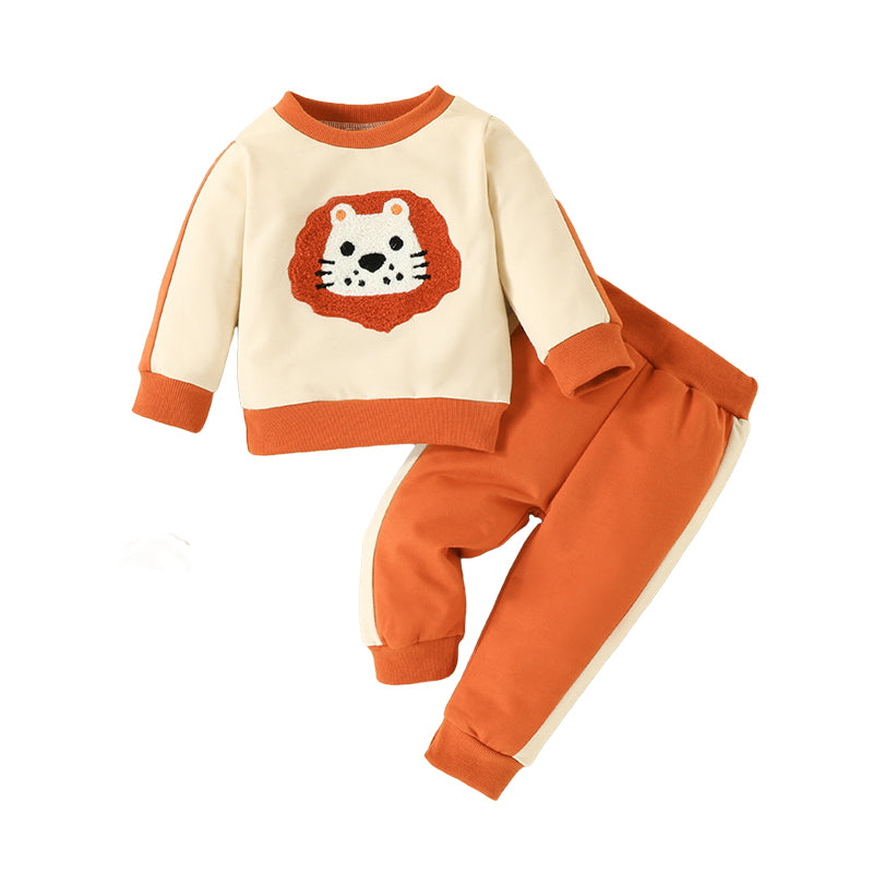2 Pieces Set Baby Kid Unisex Cartoon Print Hoodies Swearshirts And Striped Pants Wholesale 221104568
