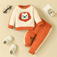 Load image into Gallery viewer, 2 Pieces Set Baby Kid Unisex Cartoon Print Hoodies Swearshirts And Striped Pants Wholesale 221104568
