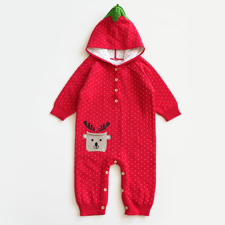 Baby Unisex Polka dots Print Christmas Jumpsuits Wholesale 2211071002