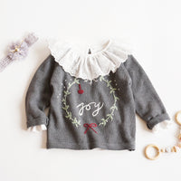 Load image into Gallery viewer, Baby Kid Girls Letters Bow Crochet Embroidered Christmas Sweaters Wholesale 221107104
