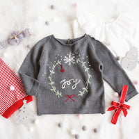 Load image into Gallery viewer, Baby Kid Girls Letters Bow Crochet Embroidered Christmas Sweaters Wholesale 221107104
