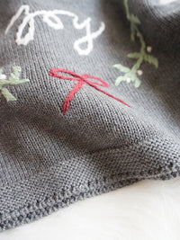 Load image into Gallery viewer, Baby Kid Girls Letters Bow Crochet Embroidered Christmas Sweaters Wholesale 221107104
