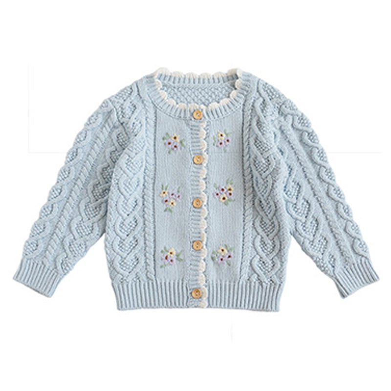 Baby Kid Girls Flower Embroidered Cardigan Wholesale 221107112