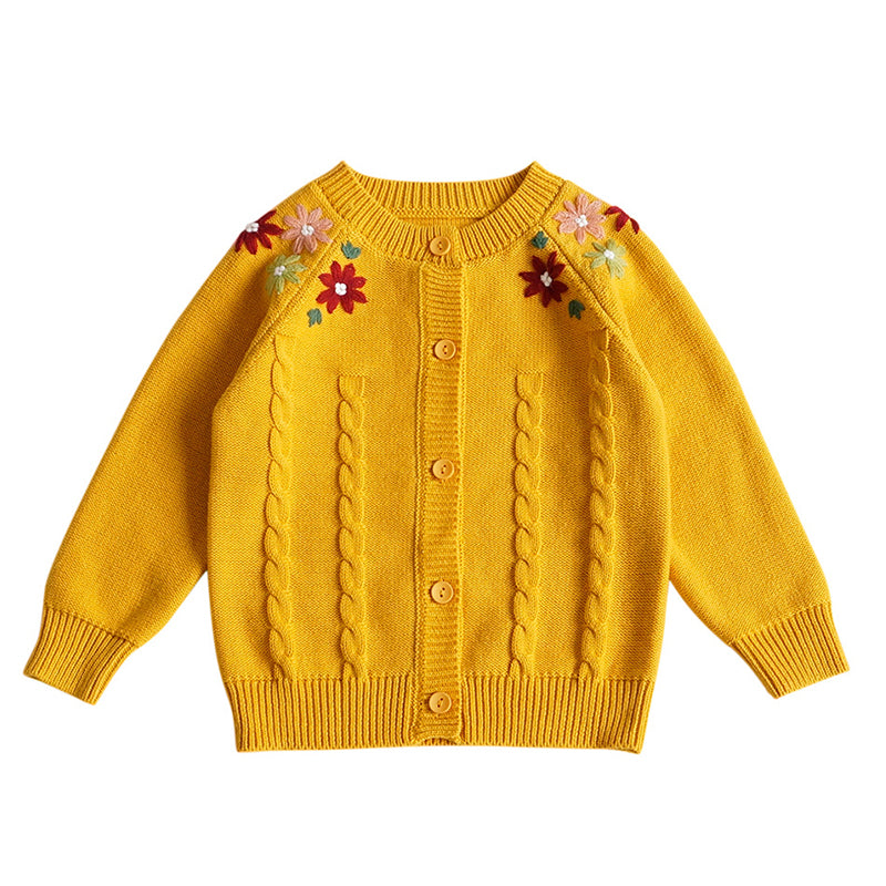 Baby Kid Girls Flower Embroidered Cardigan Wholesale 221107208