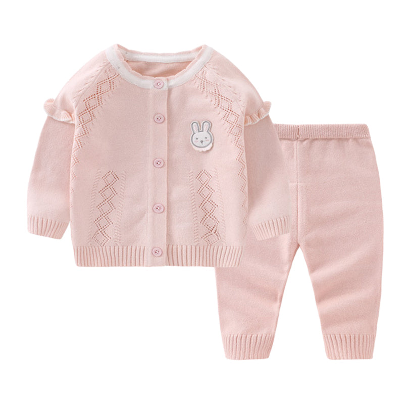 2 Pieces Set Baby Unisex Animals Cardigan And Solid Color Knitwear Pants Wholesale 221107238
