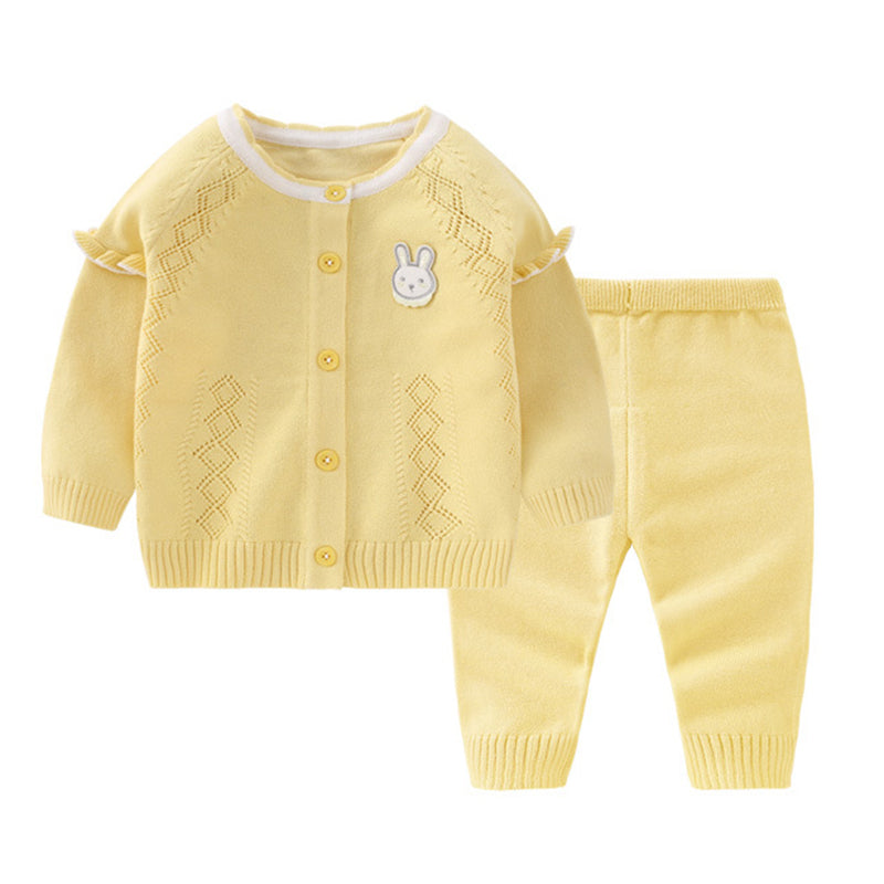 2 Pieces Set Baby Unisex Animals Cardigan And Solid Color Knitwear Pants Wholesale 221107238