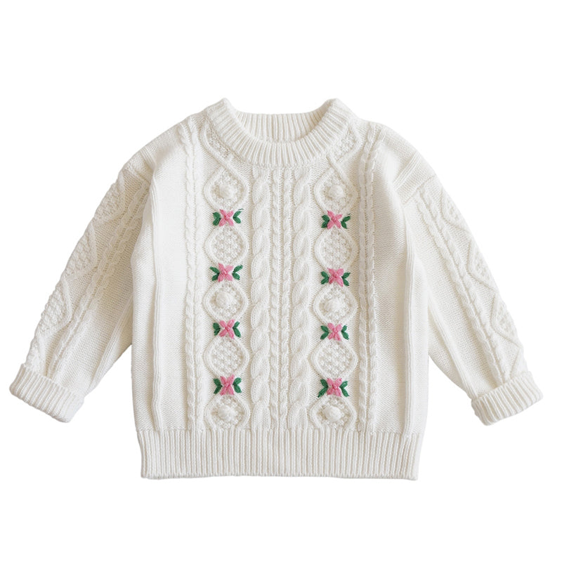 Baby Kid Girls Flower Crochet Sweaters Wholesale 221107246