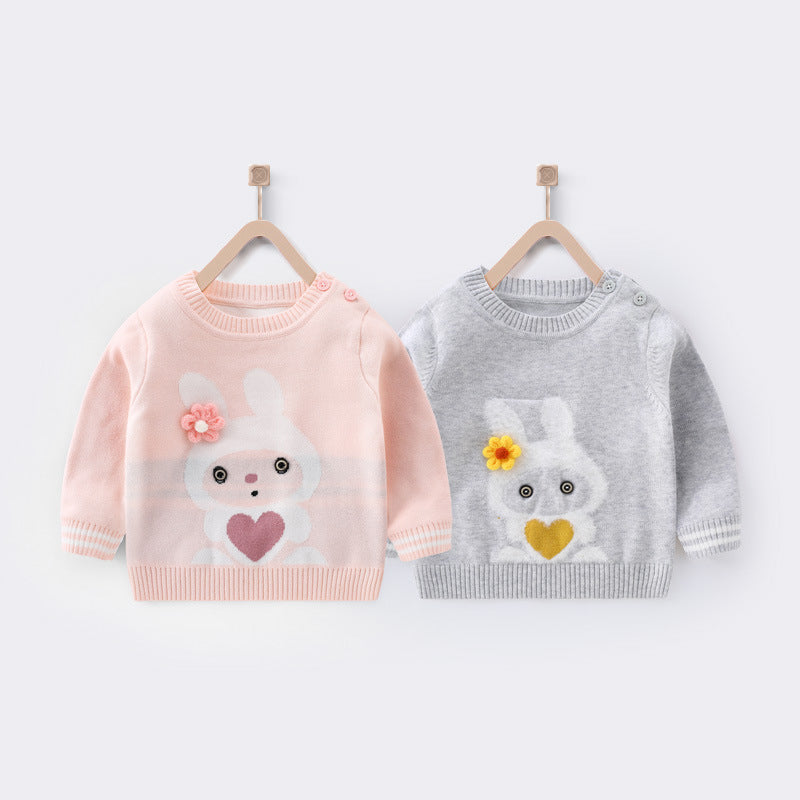 Baby Girls Love heart Animals Crochet Sweaters Wholesale 221107260