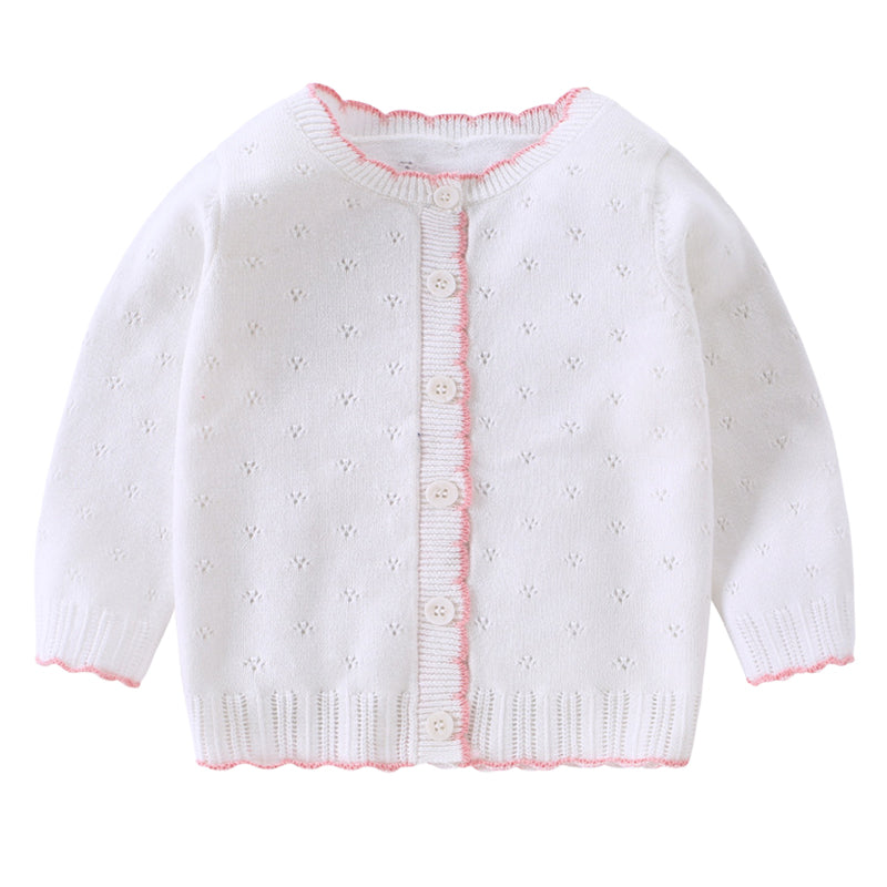 Baby Kid Girls Color-blocking Crochet Cardigan Wholesale 221107278