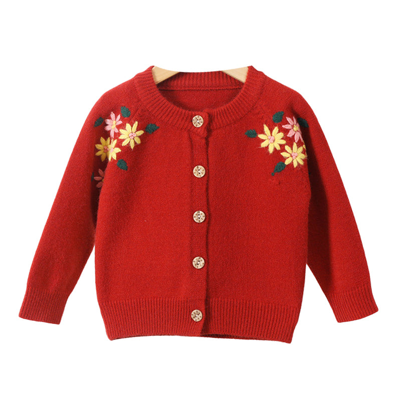 Baby Kid Girls Flower Crochet Embroidered Cardigan Wholesale 221107288