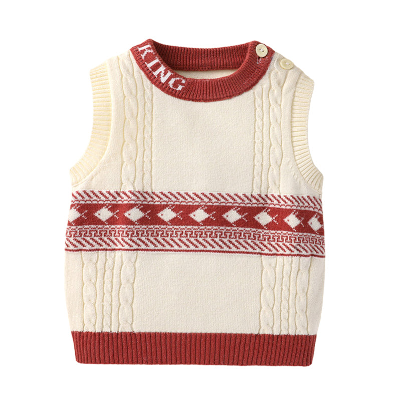 Baby Kid Unisex Letters Color-blocking Crochet Vests Waistcoats Wholesale 221107302