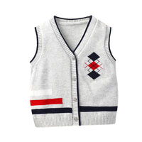 Load image into Gallery viewer, Baby Unisex Checked Crochet Vests Waistcoats Knitwear Wholesale 221107310
