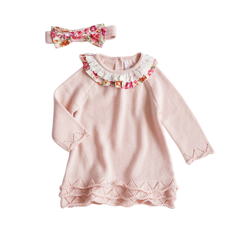 Baby Girls Flower Crochet Dresses Wholesale 22110740