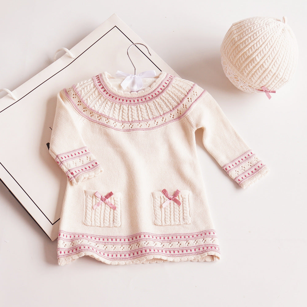 Baby Girls Striped Knitwear Dresses Wholesale 22110749
