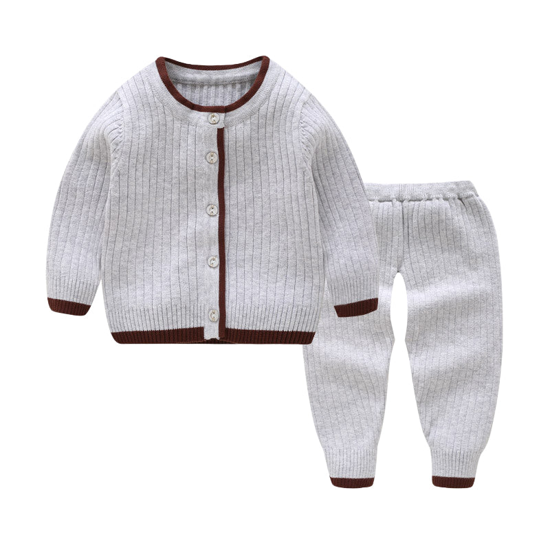 2 Pieces Set Baby Unisex Solid Color Cardigan And Pants Wholesale 22110750
