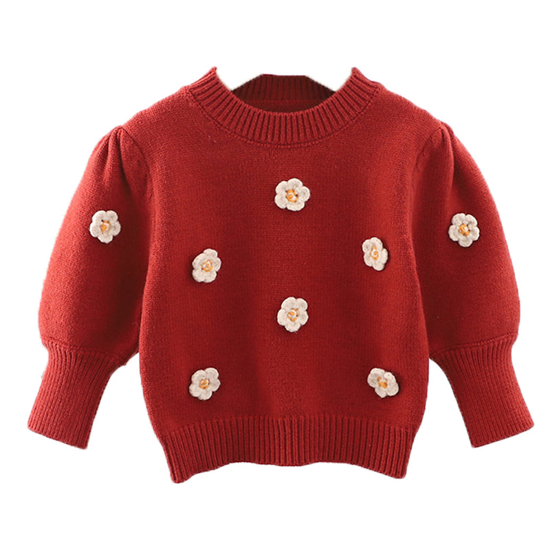 Baby Kid Girls Flower Sweaters Wholesale 221107641