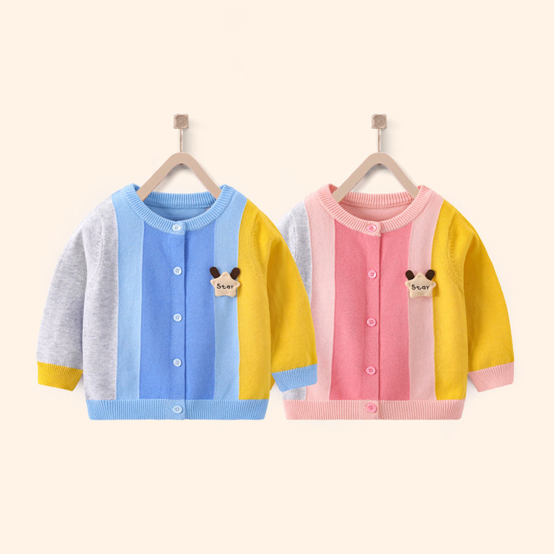 Baby Kid Unisex Color-blocking Cartoon Cardigan Knitwear Wholesale 221107710