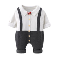 Load image into Gallery viewer, Baby Boys Color-blocking Bow Crochet Jumpsuits Wholesale 221107713
