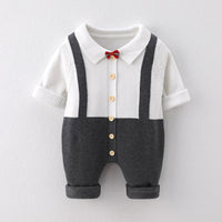 Load image into Gallery viewer, Baby Boys Color-blocking Bow Crochet Jumpsuits Wholesale 221107713
