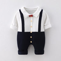 Load image into Gallery viewer, Baby Boys Color-blocking Bow Crochet Jumpsuits Wholesale 221107713
