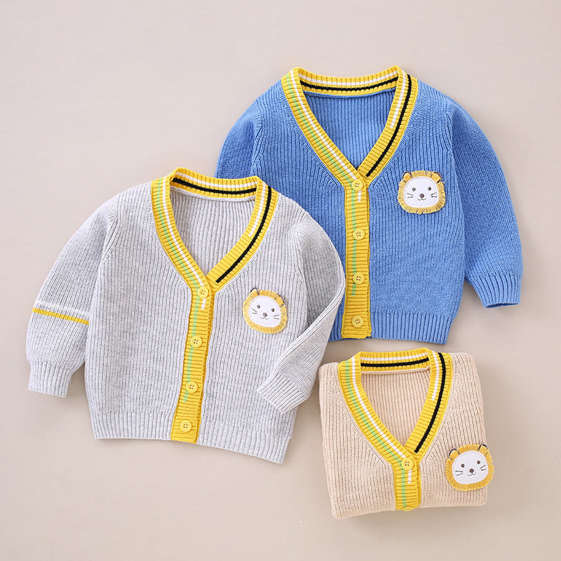 Baby Kid Unisex Color-blocking Cartoon Crochet Cardigan Wholesale 221107730