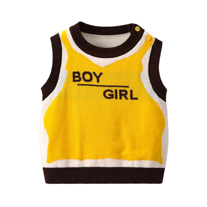 Baby Unisex Letters Color-blocking Crochet Vests Waistcoats Wholesale 221107897