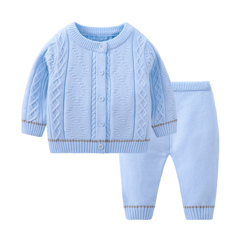 2 Pieces Set Baby Unisex Solid Color Cardigan And Pants Wholesale 221107977
