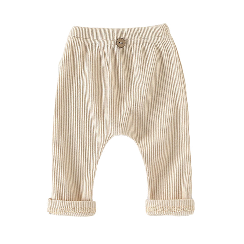 Baby Unisex Solid Color Muslin&Ribbed Pants Wholesale 22111708