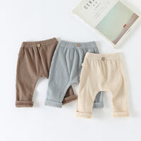 Load image into Gallery viewer, Baby Unisex Solid Color Muslin&amp;Ribbed Pants Wholesale 22111708
