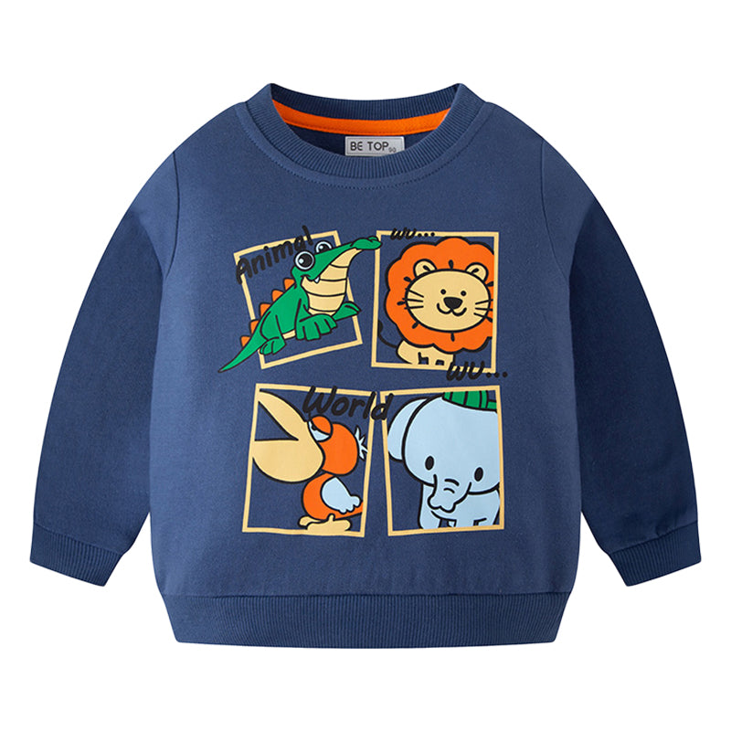 Baby Kid Boys Animals Cartoon Print Hoodies Swearshirts Wholesale 221117104