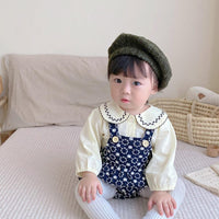 Load image into Gallery viewer, 2 Pieces Set Baby Girls Solid Color Print Tops And Flower Rompers Wholesale 221117106
