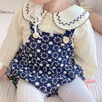 Load image into Gallery viewer, 2 Pieces Set Baby Girls Solid Color Print Tops And Flower Rompers Wholesale 221117106
