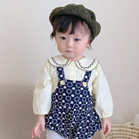 Load image into Gallery viewer, 2 Pieces Set Baby Girls Solid Color Print Tops And Flower Rompers Wholesale 221117106
