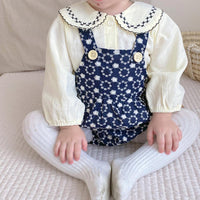 Load image into Gallery viewer, 2 Pieces Set Baby Girls Solid Color Print Tops And Flower Rompers Wholesale 221117106
