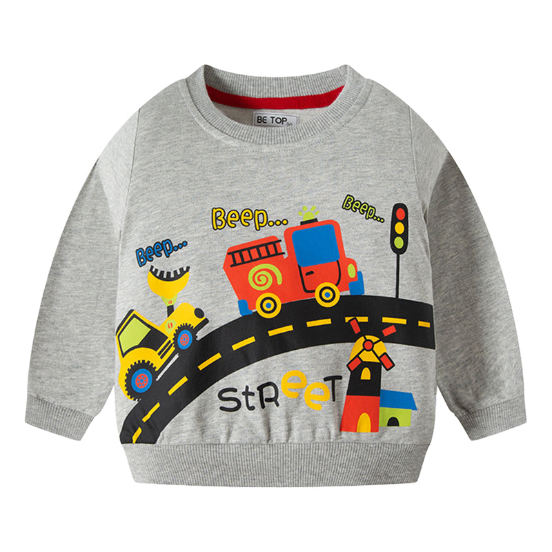 Baby Kid Boys Letters Car Cartoon Print Hoodies Swearshirts Wholesale 221117123