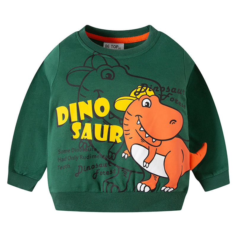 Baby Kid Boys Letters Dinosaur Cartoon Print Hoodies Swearshirts Wholesale 221117124