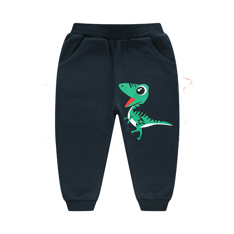 Baby Kid Boys Color-blocking Dinosaur Cartoon Print Pants Wholesale 221117139