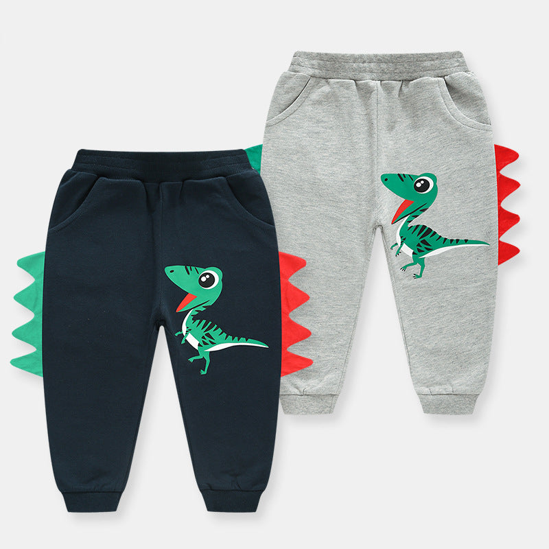 Baby Kid Boys Color-blocking Dinosaur Cartoon Print Pants Wholesale 221117139