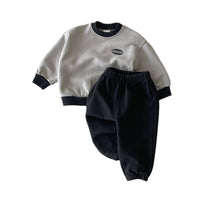 Load image into Gallery viewer, 2 Pieces Set Baby Unisex Letters Color-blocking Hoodies Swearshirts And Solid Color Pants Wholesale 221117141
